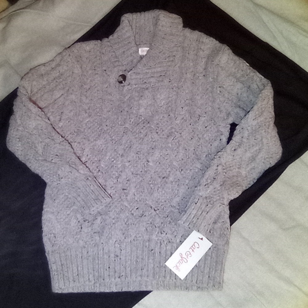 Cat & Jack Boys Cardigan Knit Button Sweater Grey Size 6-7